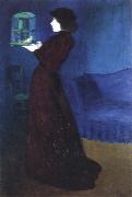 Jozsef Rippl-Ronai woman with a birdcage china oil painting artist